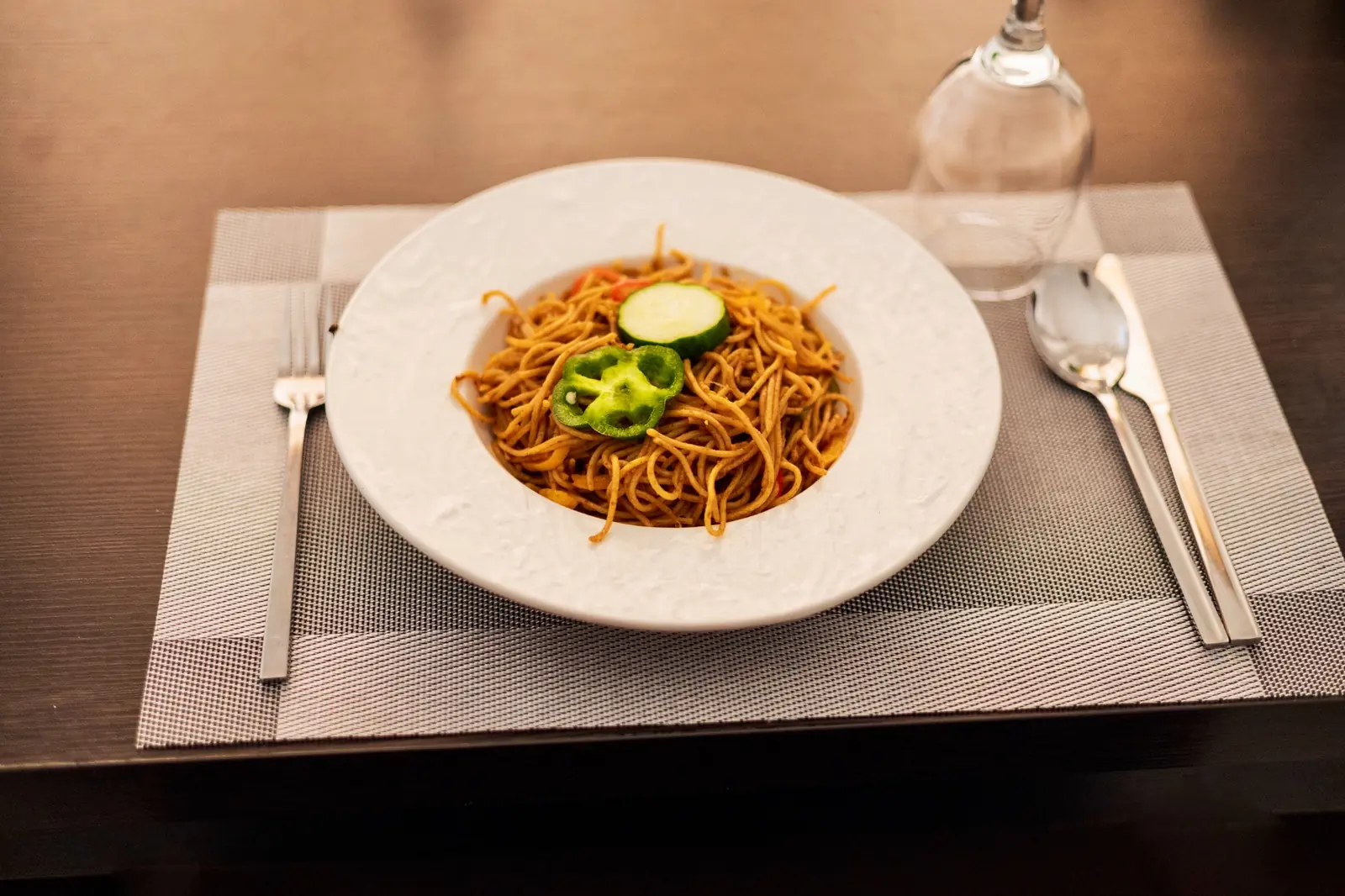 Freshly prepared noodles served at Diplomat Enclave Suites restaurant